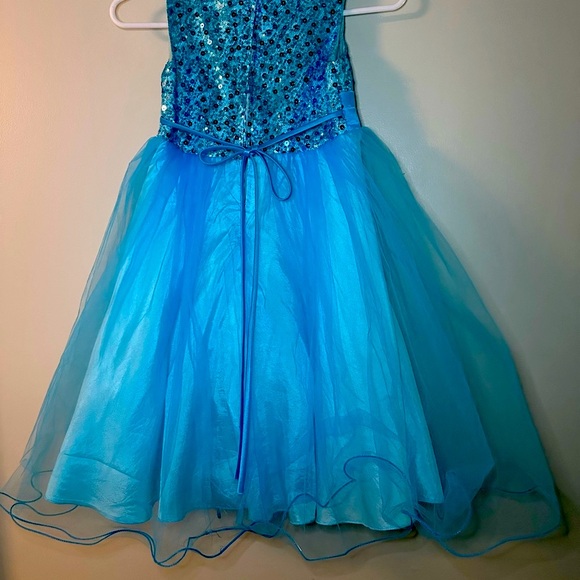 Blue Sequin Kids Dress - Picture 4 of 6